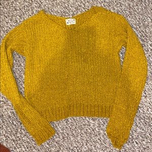 cross back mustard cropped sweater